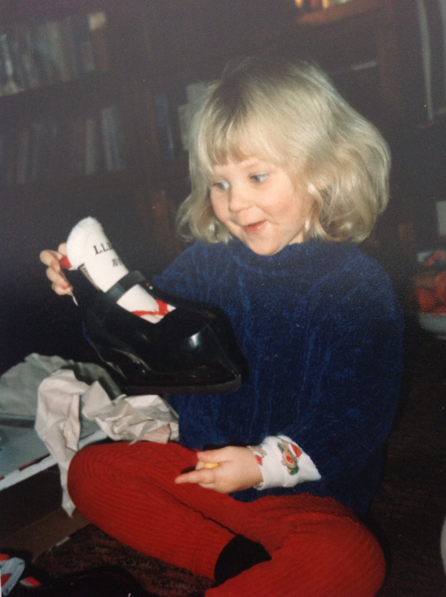 And, finally, where this whole show began: Ellie with her first pair of skates on Christmas morning in Surry, New Hamphire